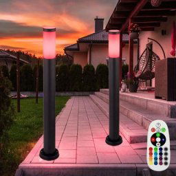 Lot de 2 lampadaires d'extérieur anthracite télécommande jardin lampe d'extérieur dimmable dans un