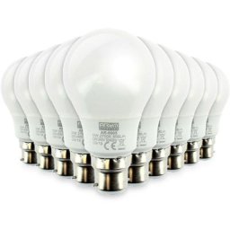 Lot de 10 Ampoules LED B22 8W eq 60W 806lm Température de Couleur: Blanc neutre 4000K