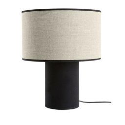 Miliboo - Lampe à poser bi-matière en lin et coton noir H36 cm slot - Noir