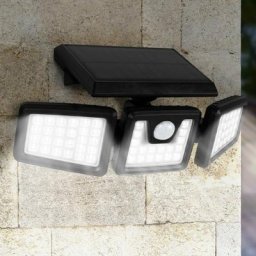 Projecteur solaire 3 tetes 70 led detecteur de mouvement