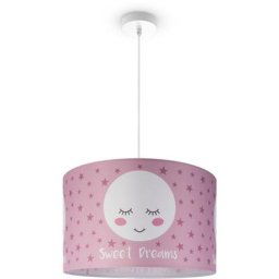 Plafonnier Chambre Enfant Suspension Bébé Abat-Jour Tissu Rond Étoiles Lampe à suspension - Blanc,