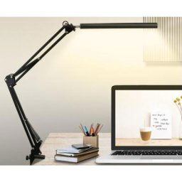 Lampe de bureau led, lampe à bras oscillant, avec luminaire, intensité variable, 3 modes de couleur