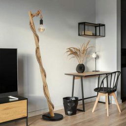 Lampadaire salle à manger lampadaire bois noir lampe en bois corde de chanvre aspect bois style