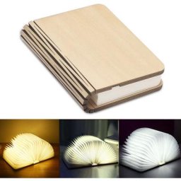 Colnk - Livre de charge usb lumière mini veilleuse pliante livre cadeau créatif couverture en bois