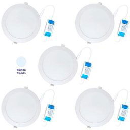 Housecurity - spot led slim panel 18W recessed round spring cold light 5 pieces