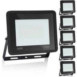 Randaco 5x Projecteur LED 50W Proline Blanc chaud Haute Luminosité Radiateur - Noir