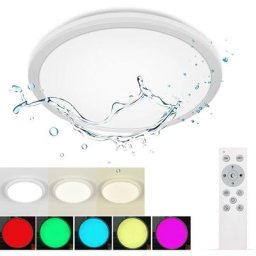Plafonnier led Dimmable, Luminaire Plafonnier Salle de bain IP54, 24W 3100LM, 2700-6500K rgb