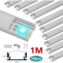 10x1M Profilé Aluminium led Angle Anodisé Diffuseur laiteux pour Ruban Bande led Couvercle Blanc