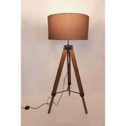 Lampadaire trépied - Eclairage d'intérieur - Lampadaire Elly - Réglable Bois - 145 cm - Brun