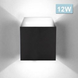 Applique led Extérieur Moderne IP65 Escalier Couloir Lampe Carré Up Down Lumière Déco 12W Noir