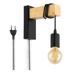 Applique murale en bois ruder avec prise et interrupteur Noir - Noir