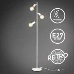 Lampadaire à pied, 3 spots pivotants, douilles E27, design rétro industriel en métal finition