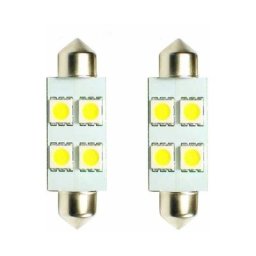 2x ampoule navette led blanc 12V 5W longueur 36mm 4x smd 5050 voiture remorque moto camion