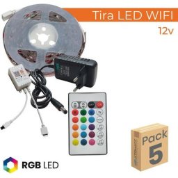 Kit Ruban led rgb Wifi 5M 12V 30LED/m Coupe 10cm Lot de 5 u. - Lot de 5 u.
