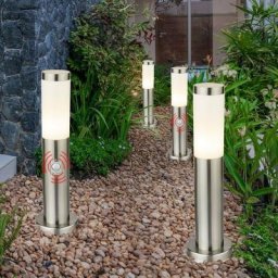 Lot de 4 lampadaires d'extérieur éclairage chemin lampadaires inox détecteur de mouvement IP44 E27
