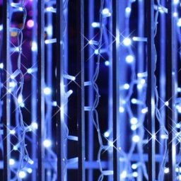 Guirlande led Rideaux 220V 140LED IP44 3M, 8 modes - câble transparentBleu Silumen Bleu