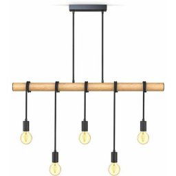 Lampe à suspension à flamme i métal et bois i E27 i noir mat i lampe à suspension vintage i