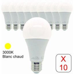 Lot de 10 ampoules led E27 standard 15,3W 1521Lm 3000K - garantie 2 ans
