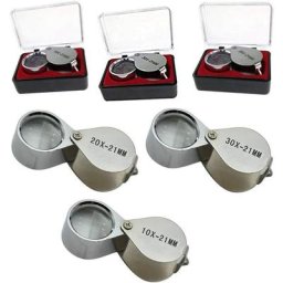 3 Pièces 10X / 20X / 30X Loupe de Bijoutier Verre Diamant Loupe Métal Rond Corps Bijoutiers Loupe