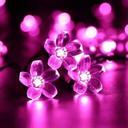Guirlandes Ampoules Solaires Fleur,Étanche 23ft 50LED Pêche Sakura Fleur Solaire Guirlande