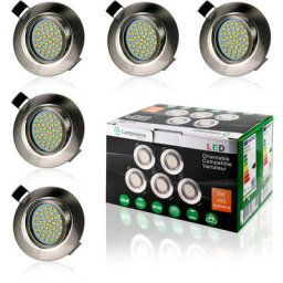 Lampesecoenergie - 5 Spot led Encastrable Extra Plat Dimmable Orientable Salle de Bain IP44 Blanc
