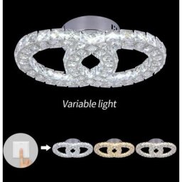 Greelustr - Luminaire Lustre En Cristal, Plafonniers Led En Cristal 3 Couleurs Changeantes, Anneaux