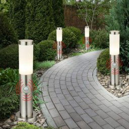 Lampadaire extérieur avec détecteur de mouvement, éclairage de jardin, éclairage de chemin en acier