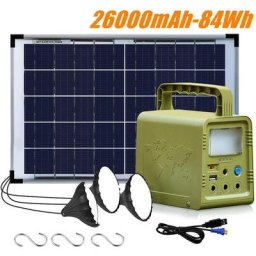 Solaire lampes 3 ampoules led Kits de générateur d'énergie solaire portable - 26000mAh/84Wh