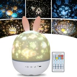 Colnk - Veilleuse Enfant Lampe Etoile Projecteur, 360°Rotation Musicale Veilleuse + Minuterie +