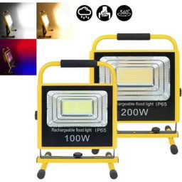 Projecteur portatif Projecteur de construction à piles à led 200W, lampe de travail portable avec 3