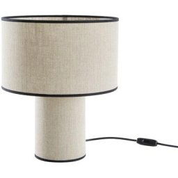 Lampe à poser design en lin et coton noir H36 cm slot - Lin