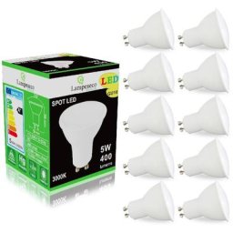Lampesecoenergie - Pack de 10 Ampoules Led GU10 5W Blanc Chaud 3000K eq. 50W Halogène 120°