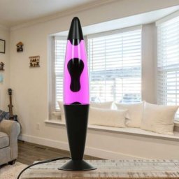 Licht-erlebnisse - Lampe à Lave Jenny noire au design vintage en style rétro avec liquide rosa et