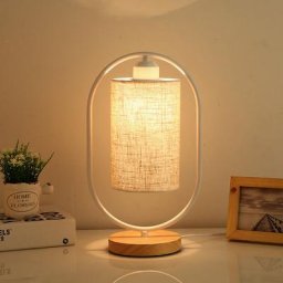 Lampe de table de chevet led, lampe de chambre avec abat-jour en tissu moderne, lampe de table au