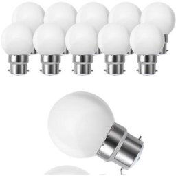 Lot de 10 ampoules led B22 G45, jaune chaud 3000 k, 3 w G45, 180 lm, boîtier en polycarbonate mat,