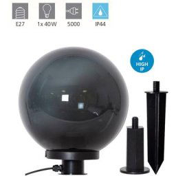 Eglo - Spotlight Monterollo Smoke Black h: 34cm ø: 30cm avec câble + prise IP44