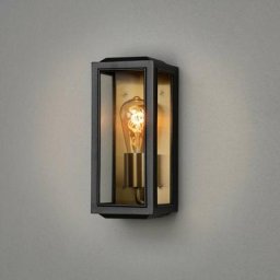 Konstsmide Carpi Lanterne murale d'extérieur moderne petite E27 noire, plaquée laiton avec verre