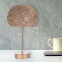 Cotecosy - Lampe à poser Moli H36cm Métal Or rose et Tissu Beige et Argent - Beige