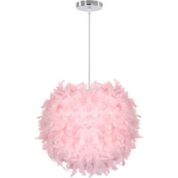 Erqvhqv - Lustre Suspension ø 30cm Plafonnier Lustre Plume Rose Suspension Luminaire pour Chambre