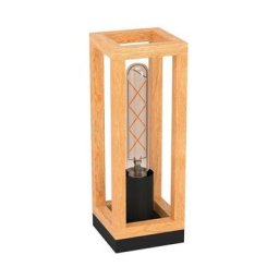 Lampe de table nafferon Steel, Bois noir, marron E27 1x40W l: 10 cm b: 10 cm h: 28 cm avec