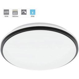 Eglo - Pleilt Pinetto Plastic White, led noir 18W 4000K h: 6,5 cm Ø34cm
