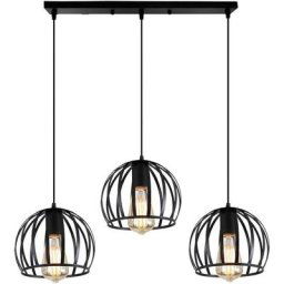 Retro Lustre Suspension Industrielle Cage Ajustable-Luminaire Salle à Manger Bar (Ampoule non