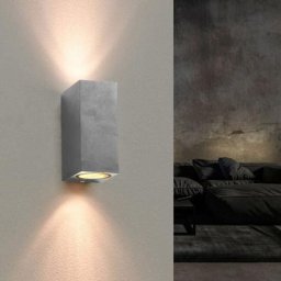Applique Murale Argent led Carrée IP44 double faisceau GU10