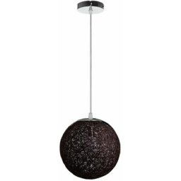 Stoex - Rétro Suspension Luminaire en Rotin Globe Rond 20cm, Lustre Abat-jour diy Lampe Plafond E27