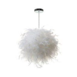 1 Pack Suspension Plume Blanche 30cm Lustre Suspension Abat-Jour E27 Plafonnier Pour Chambre,