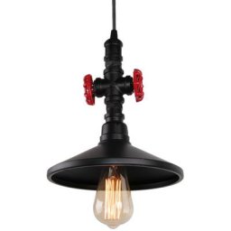 Rétro Suspension Lustre Industrielle Lampe de Plafond de Tuyau d'eau lampe de Plafond Noir