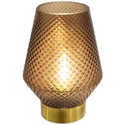 Atmosphera - Lampe led Dante - verre H17 cm créateur d'intérieur - Taupe