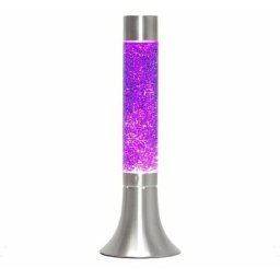 Licht-erlebnisse - Lampe à Lave yvonne au design rétro argenté avec liquide pailleté violet Ø13cm