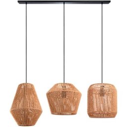 Paco Home - Suspension Lampe Abat-jour Aspect Rotin Câble Textile Raccourcissable E27 Noir 3