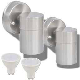 Applique murale led d'extérieur 2 pcs Acier inoxydable vers le bas Vidaxl Argent